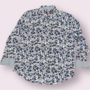 Robert Graham Long Sleeve Button Down Shirt Men’s XL Blue Paisley And Flowers